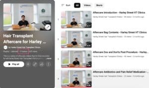 YouTube hair transplant aftercare series