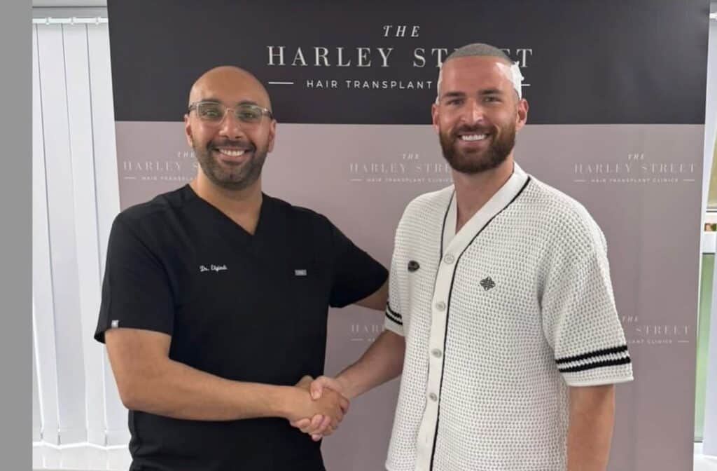 ronnie vint and dr elgindi after hair transplant at harley street hair transplant clinics